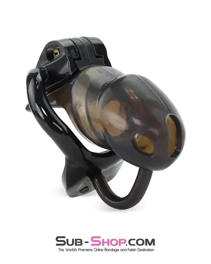 1348AR      Short Black Cock Blocker Silicone Locking Male Chastity with Ball Divider - MEGA Deal