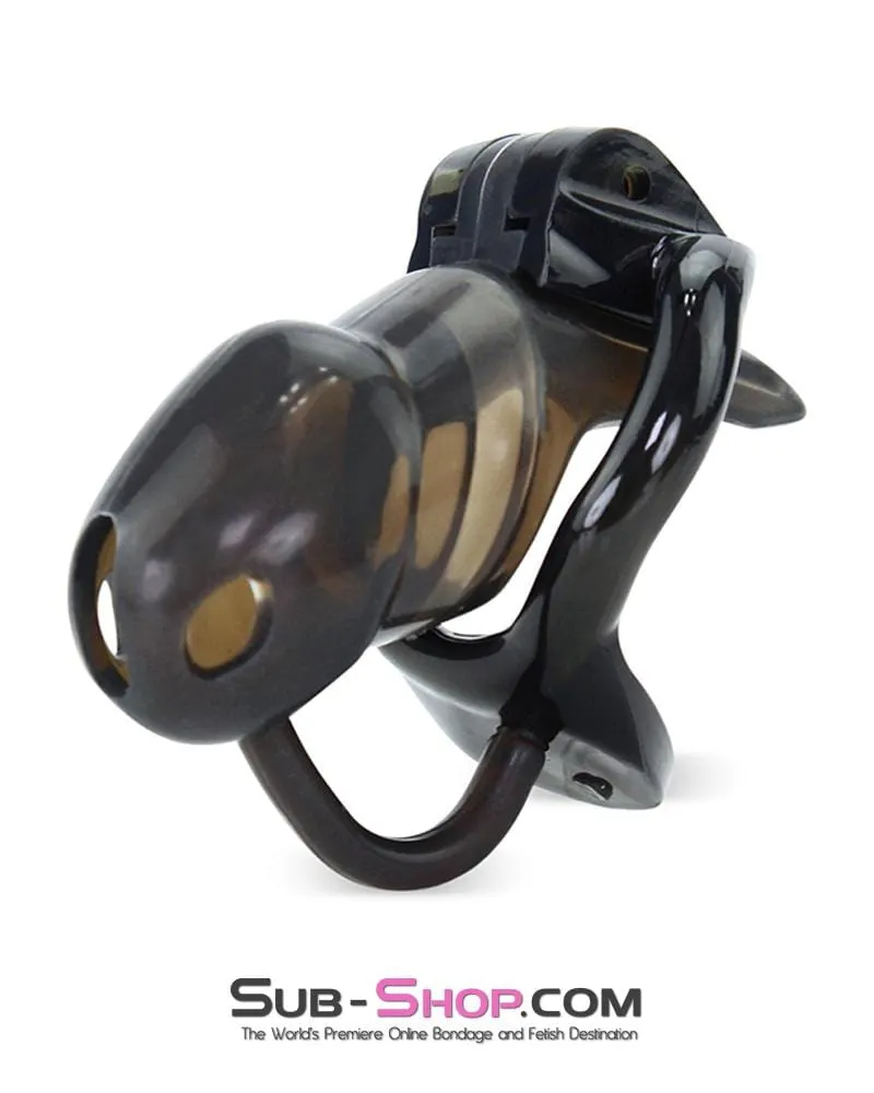 1348AR      Short Black Cock Blocker Silicone Locking Male Chastity with Ball Divider - MEGA Deal