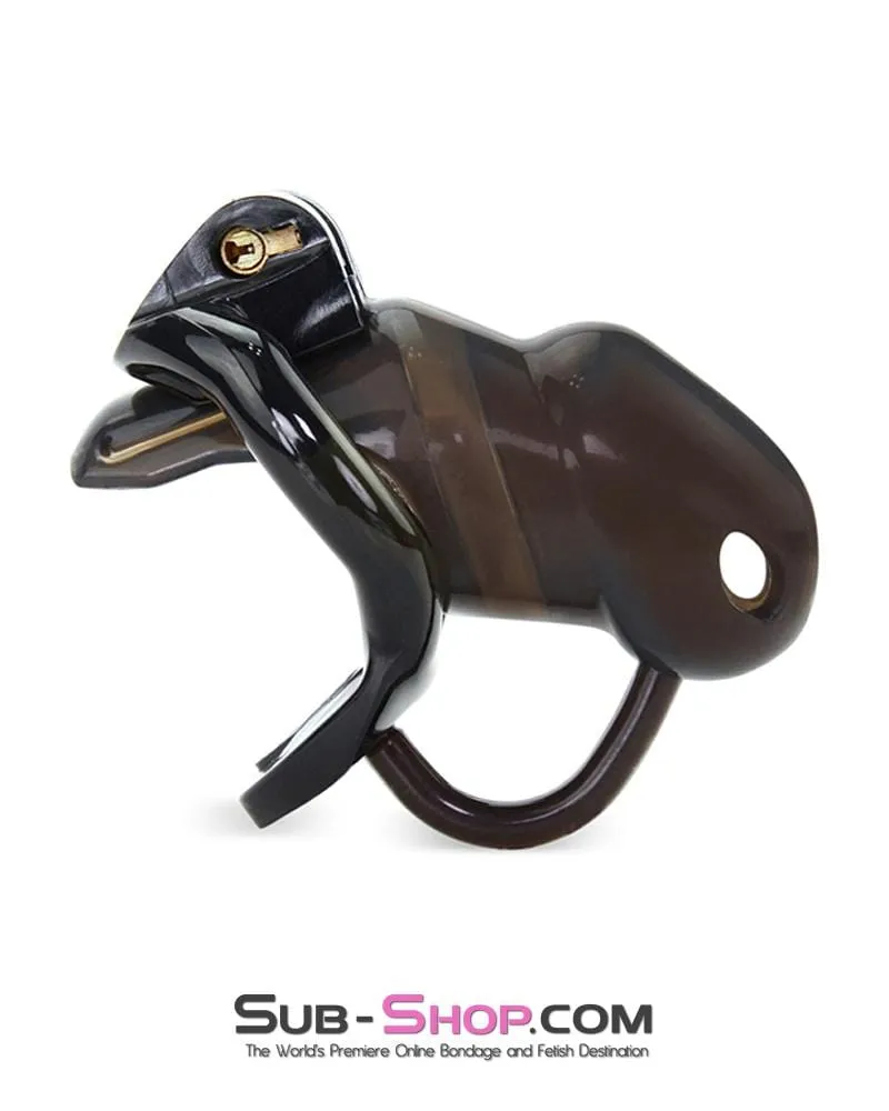 1348AR      Short Black Cock Blocker Silicone Locking Male Chastity with Ball Divider - MEGA Deal