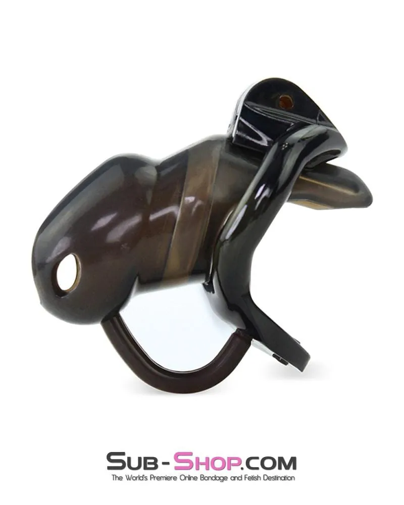 1348AR      Short Black Cock Blocker Silicone Locking Male Chastity with Ball Divider - MEGA Deal