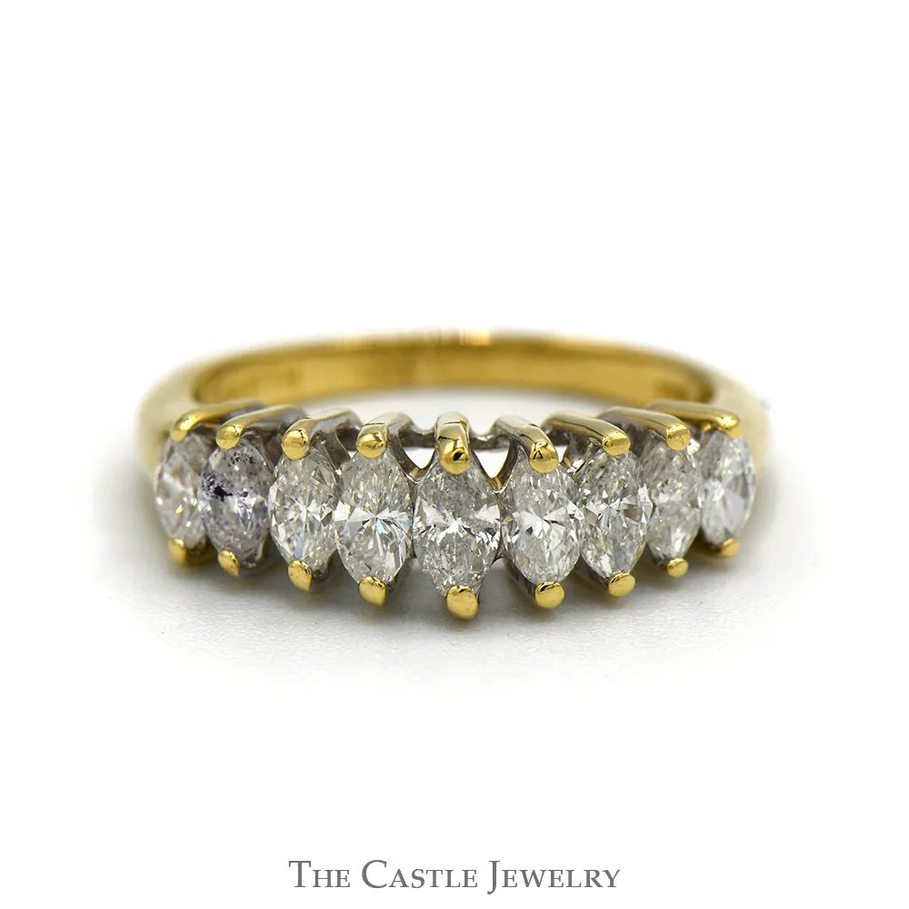 1cttw 9 Marquise Cut Diamond Band in 14k Yellow Gold