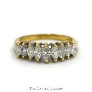 1cttw 9 Marquise Cut Diamond Band in 14k Yellow Gold