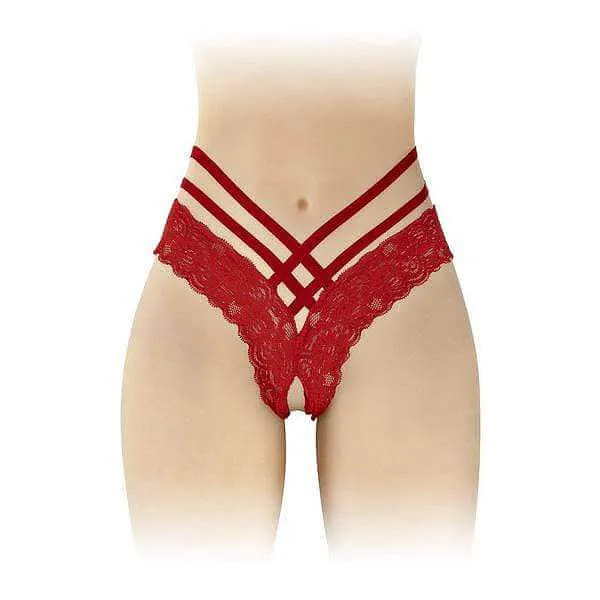 Anne Crotchless Thong Red