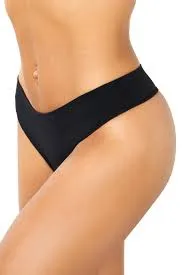 Black Low Hide Thong Rib