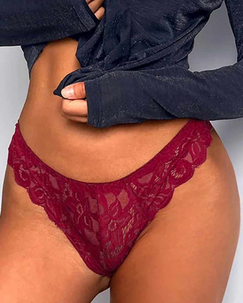 Crochet Lace Seamless Low Waist Thong Panty