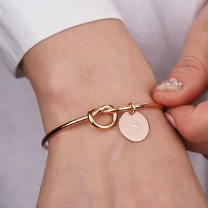 Forever Bonded: Alloy Love's Dead Knot Letter Bangle Bracelet