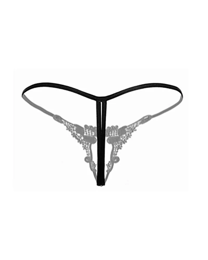 Guipure Lace Beaded Thong