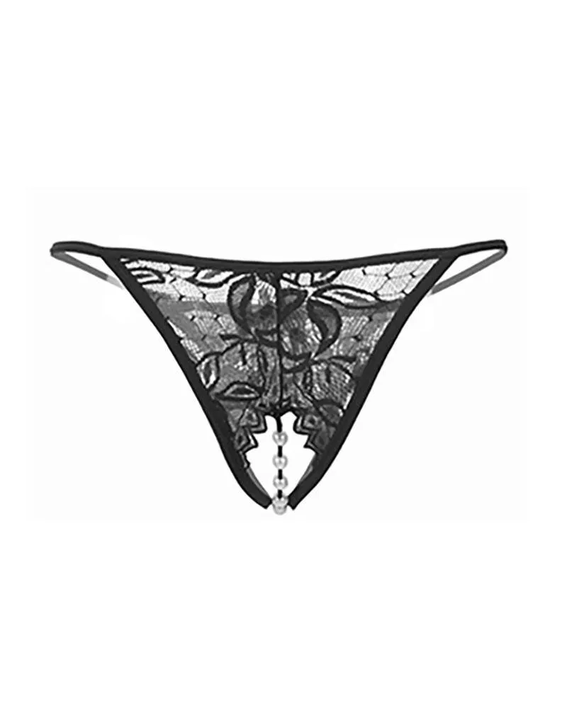 Guipure Lace Beaded Thong