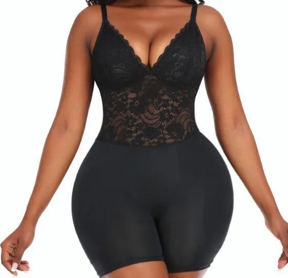 Lace Shapewear Bodysuit with Hip Pads Butt Lifter and Waist Slimmer Slimming Control Panties