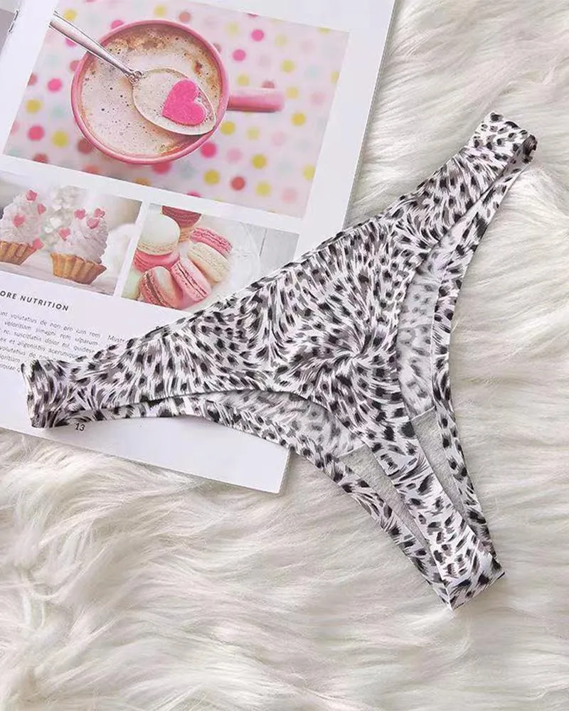 Leopard Print Skinny Low Waist Thong Panties