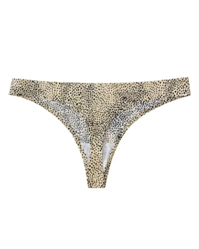 Leopard Print Skinny Low Waist Thong Panties