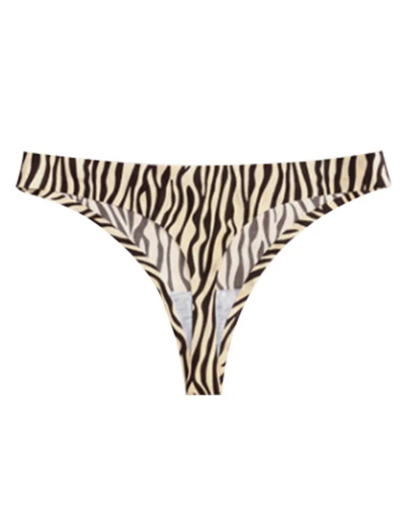 Leopard Print Skinny Low Waist Thong Panties