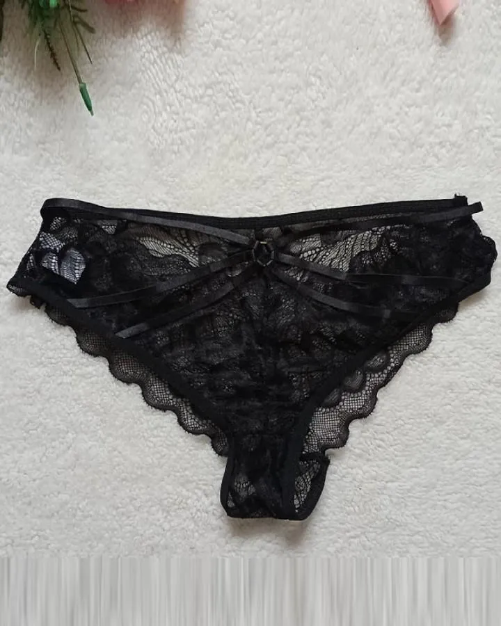 O-Ring Linked Cut-Out Lace Sheer Panty