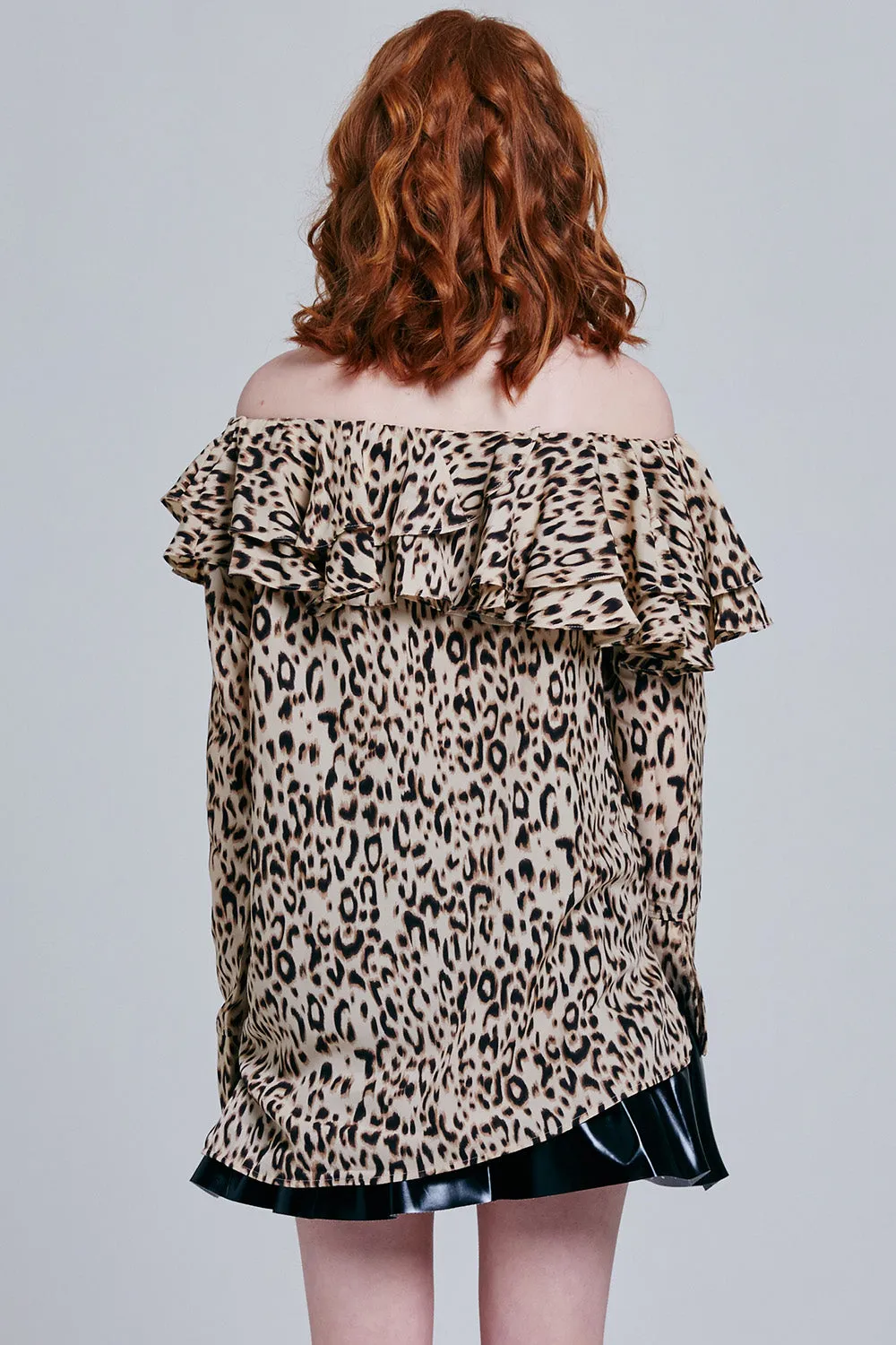 Octavia Leopard Print Bardot Top