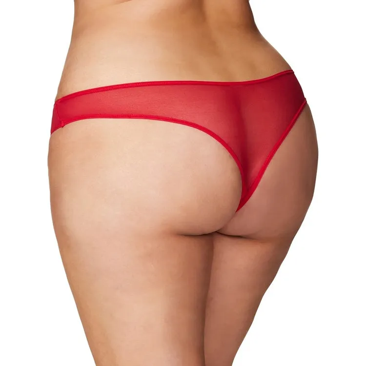 Pearl Crotchless Thong - Plus Size