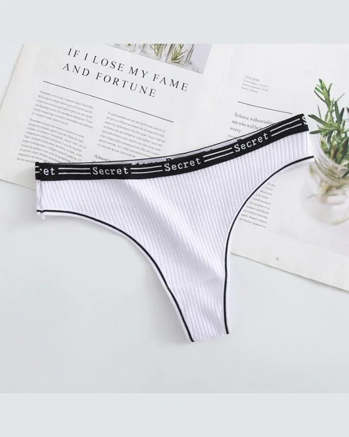 Ribbed Skinny Low Waist Thong Panties