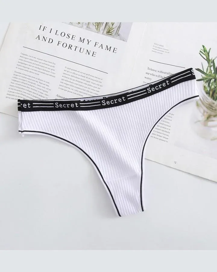 Ribbed Skinny Low Waist Thong Panties