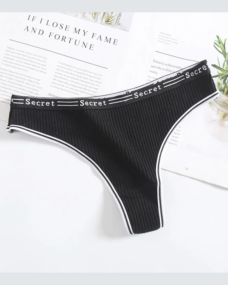 Ribbed Skinny Low Waist Thong Panties