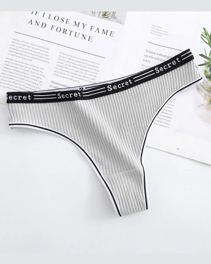 Ribbed Skinny Low Waist Thong Panties