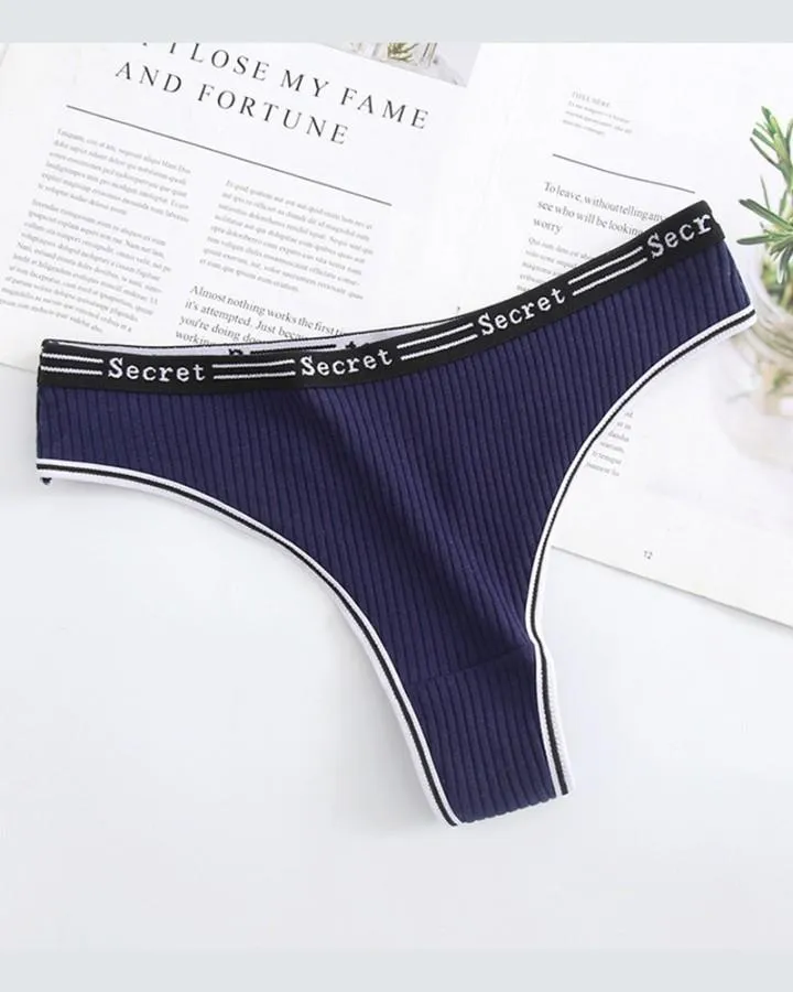 Ribbed Skinny Low Waist Thong Panties