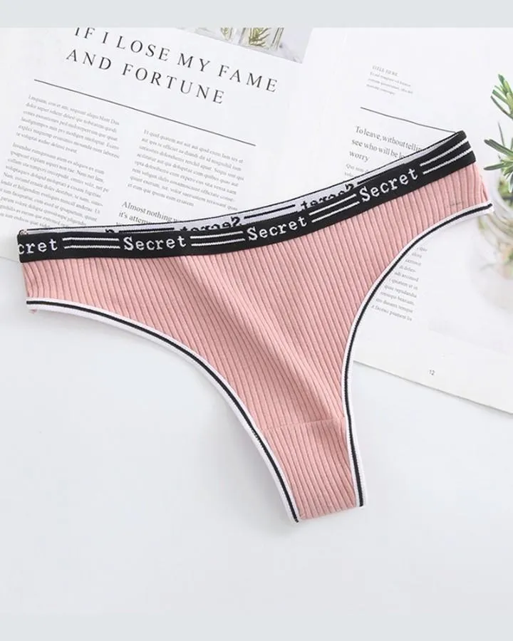 Ribbed Skinny Low Waist Thong Panties