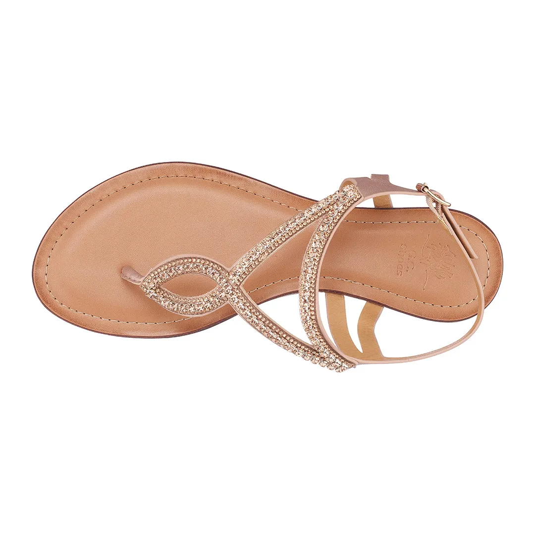 Selena Rose Gold Flat Sandals