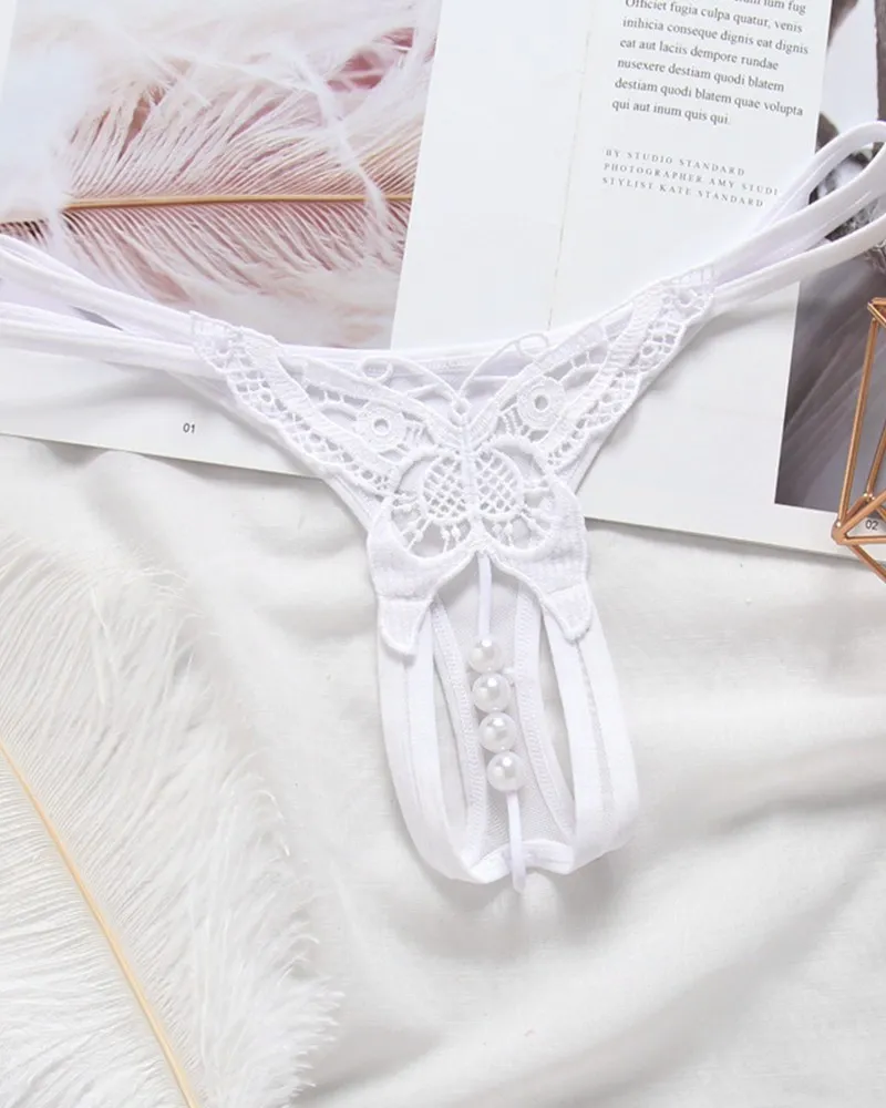 Sexy Skinny Butterfly Pattern Embroidery Low Waist Panties