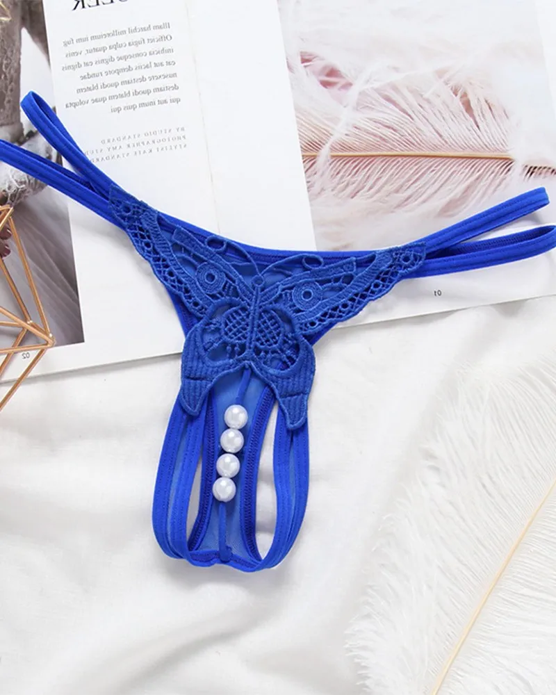 Sexy Skinny Butterfly Pattern Embroidery Low Waist Panties