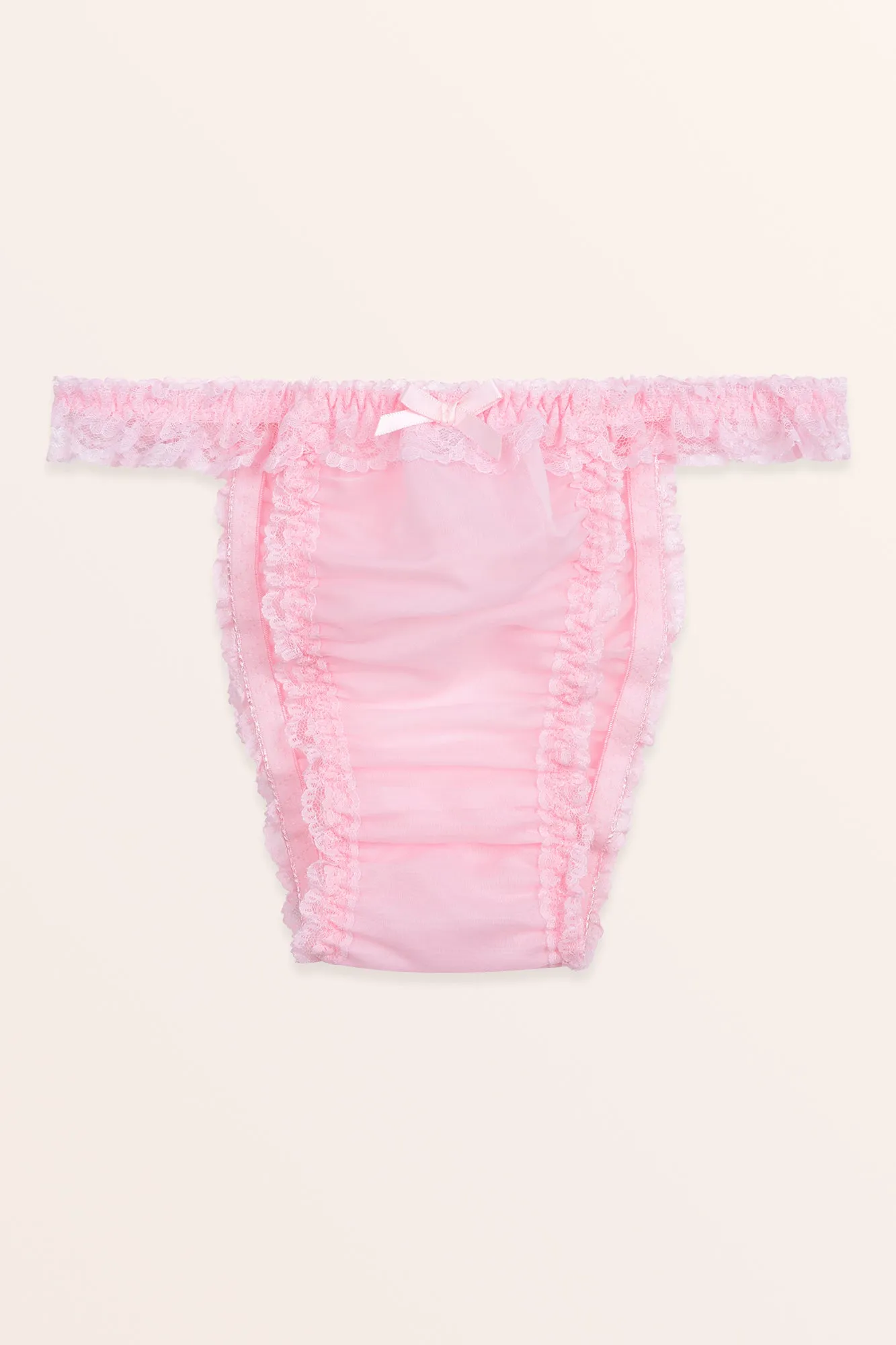 Sheer Frilly Lace Panties - Baby Pink