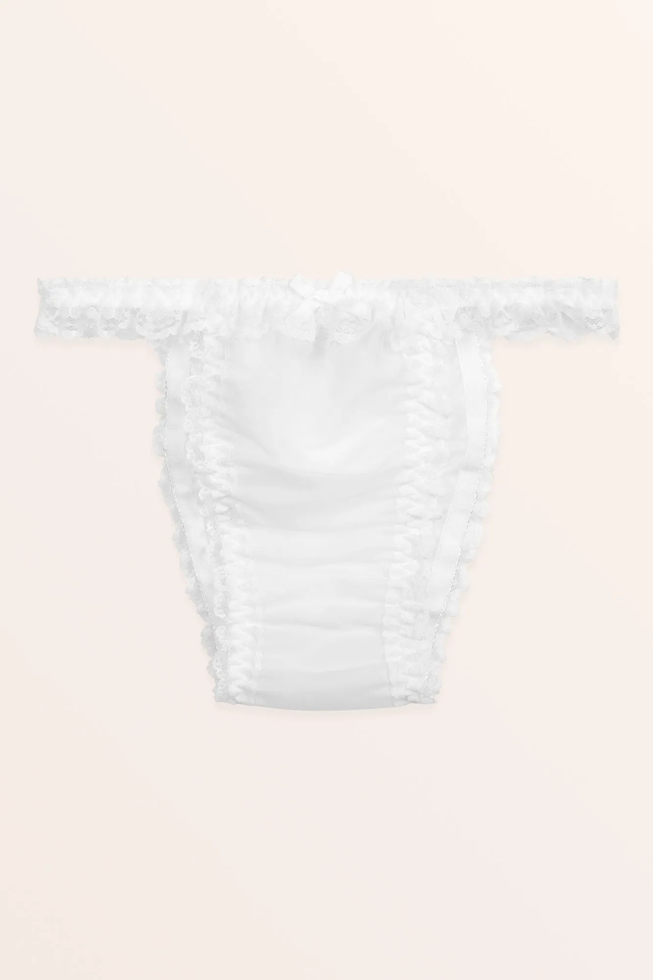 Sheer Frilly Lace Panties - White