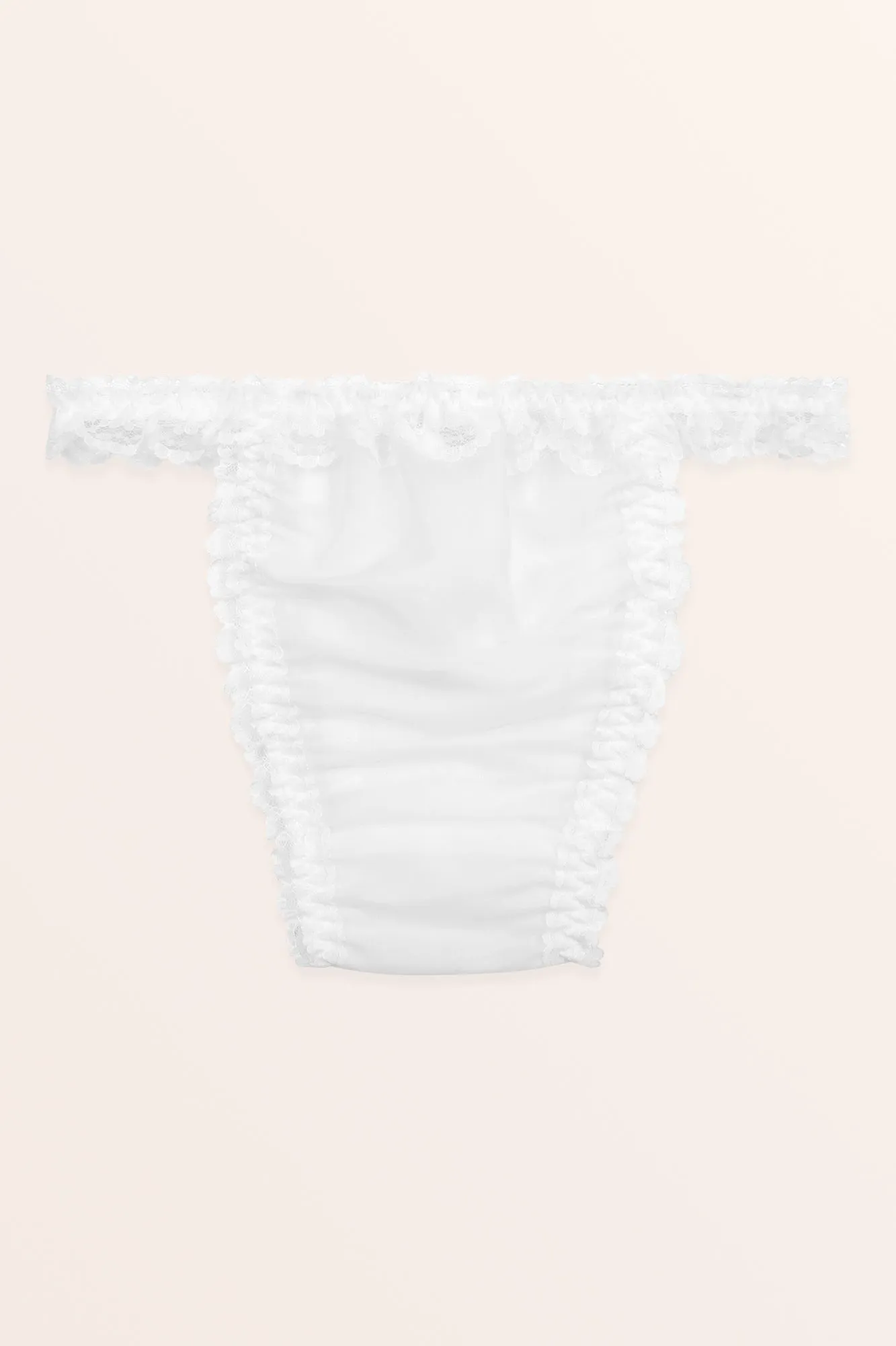 Sheer Frilly Lace Panties - White