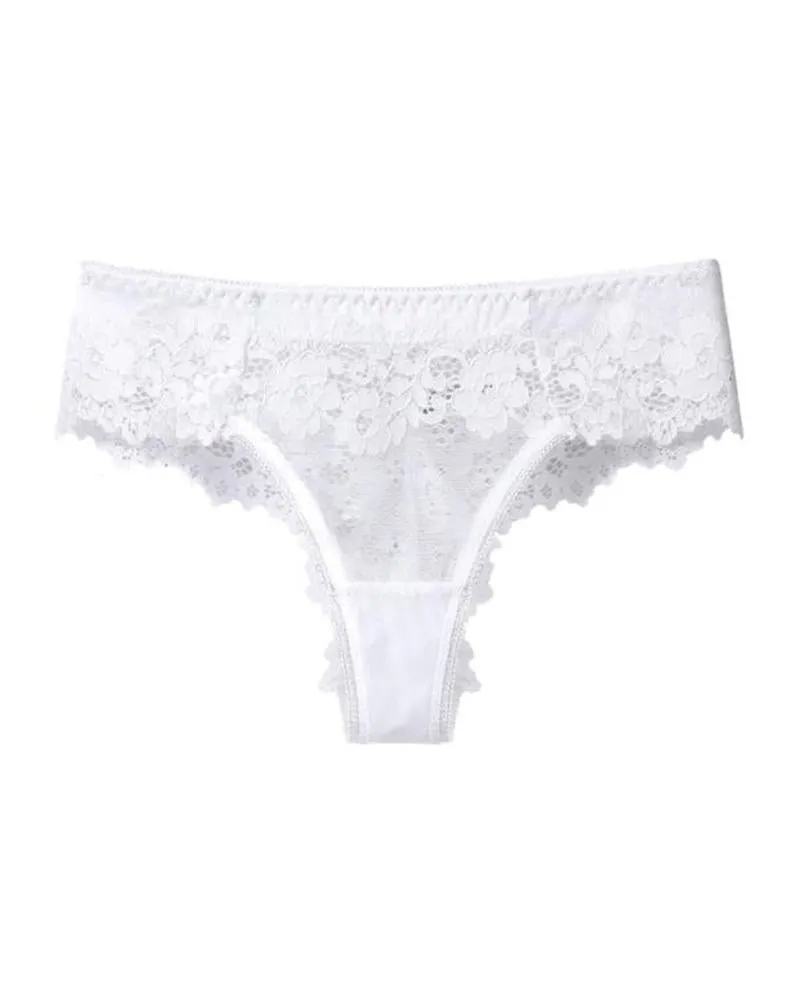 Sheer Mesh Floral Lace Seamless Thong Panties