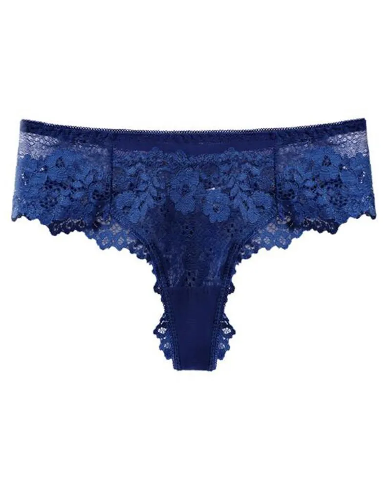 Sheer Mesh Floral Lace Seamless Thong Panties