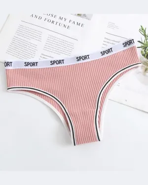 Skinny Low Waist Letter Embroidery Thong Panties