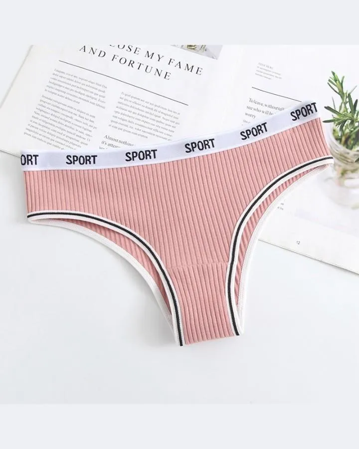 Skinny Low Waist Letter Embroidery Thong Panties