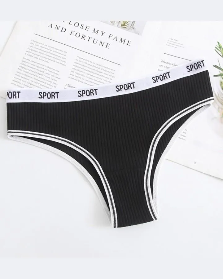 Skinny Low Waist Letter Embroidery Thong Panties