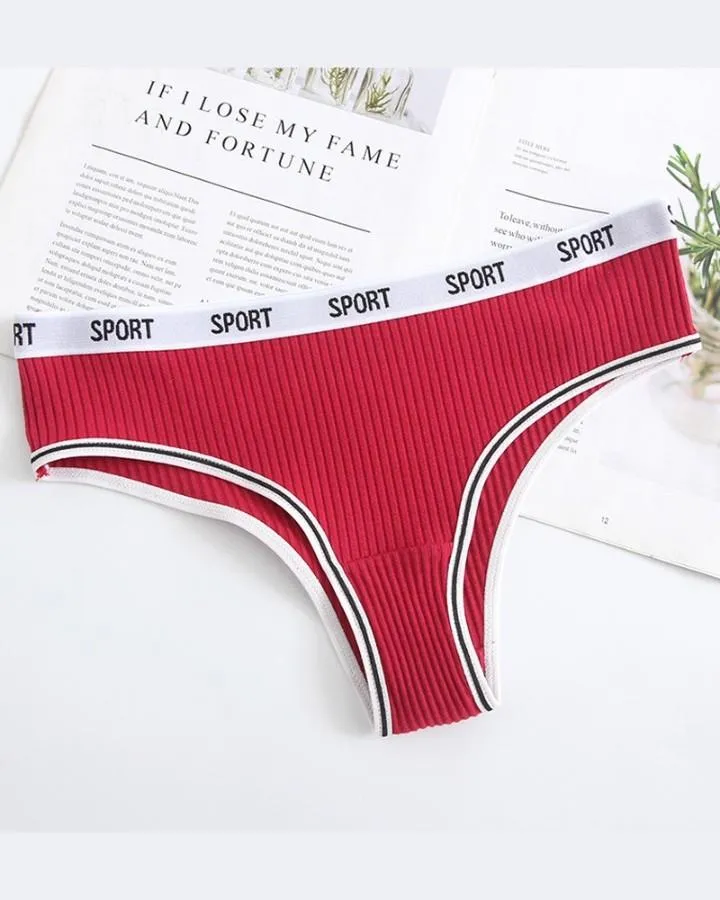 Skinny Low Waist Letter Embroidery Thong Panties