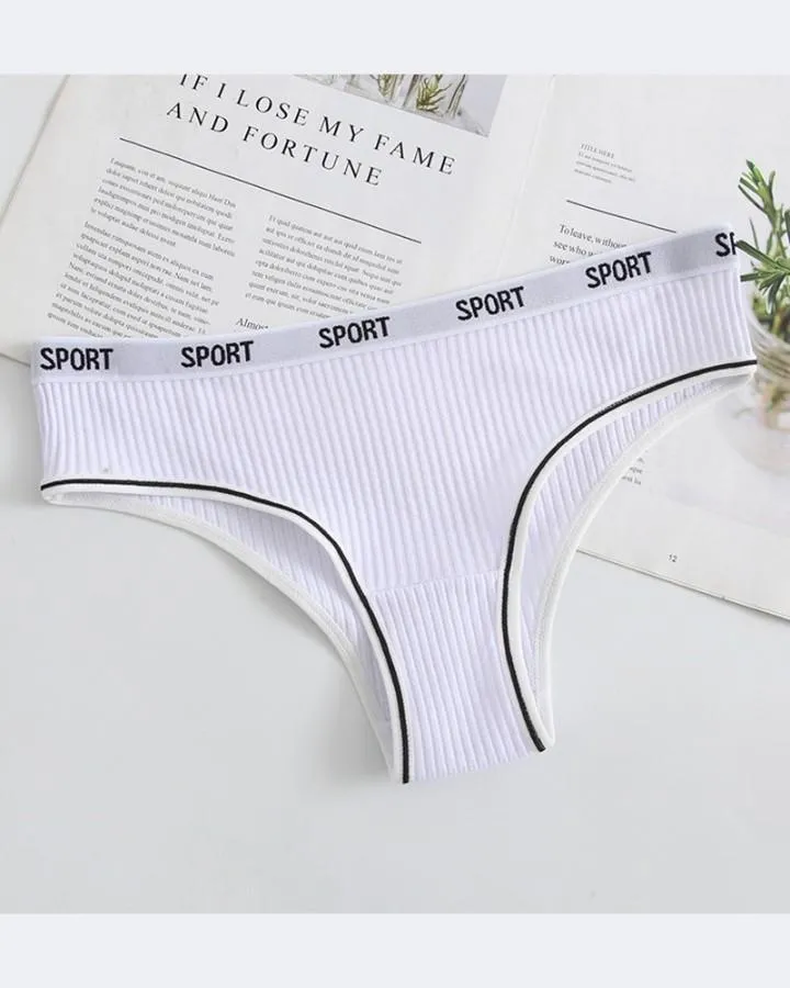 Skinny Low Waist Letter Embroidery Thong Panties