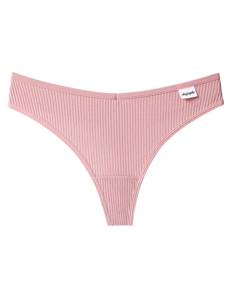 Skinny Low Waist Solid Color Panties