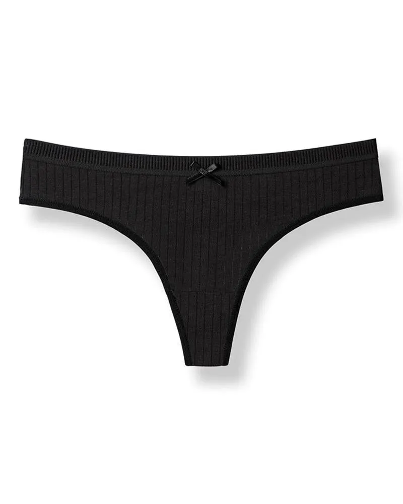 Splicing Bow Low Waist Skinny Panties